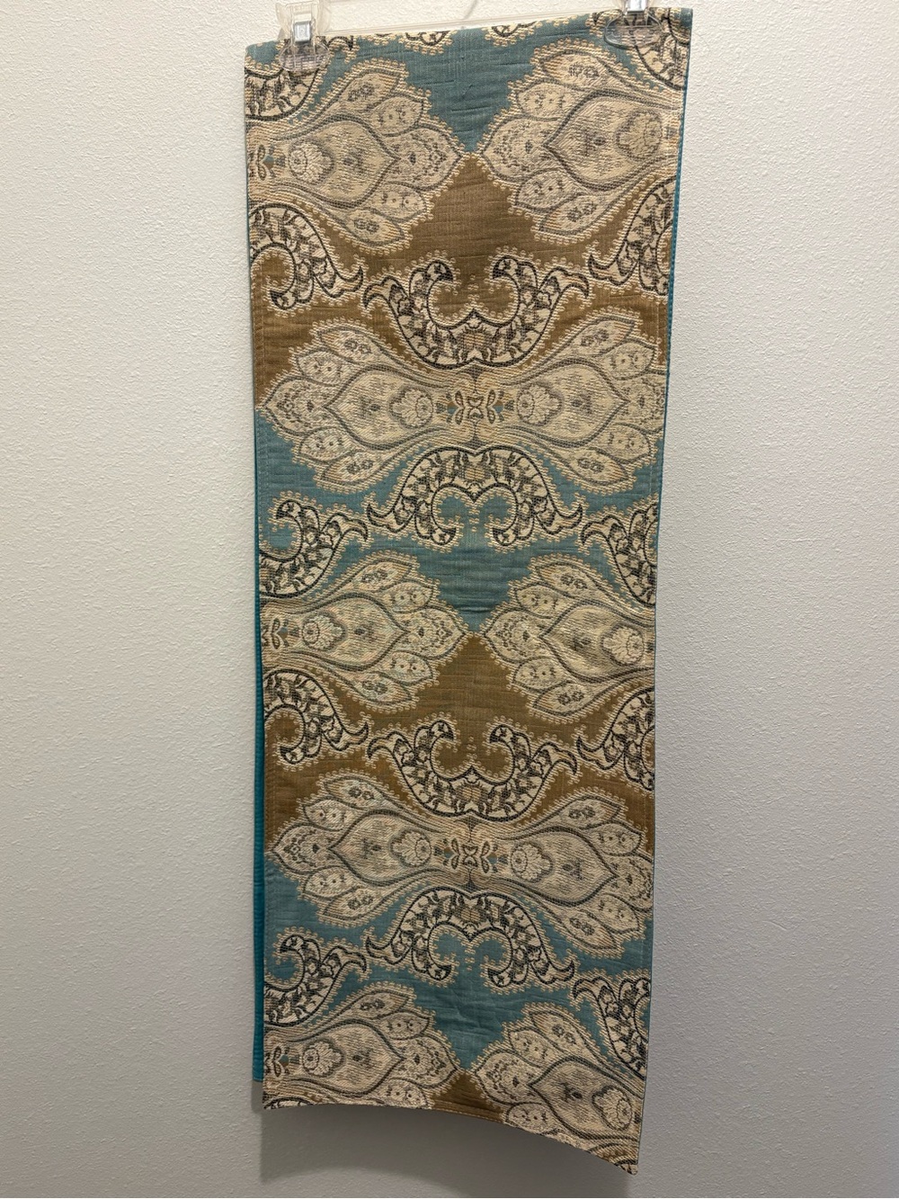 Paisley Table Runner in Teal and Tan - Elegant Home Dining Accent